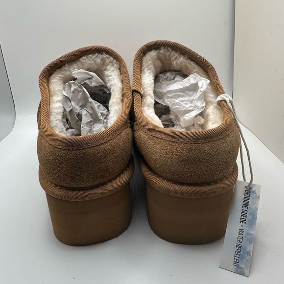 CUSHIONAIRE Women's Genuine Suede Cozy Mule Platform +Memory Foam 9 CHESTNUT - Picture 4 of 7